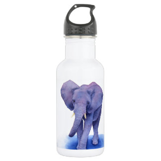 purple elephant watercolor art on multiple items! water bottle