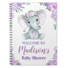 Purple Elephant Welcome Sign, Girl Roses Shower