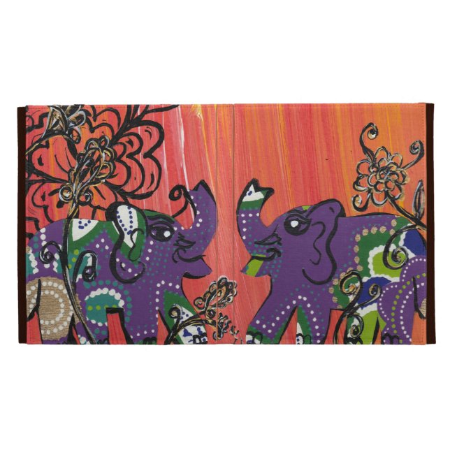 Purple Elephants iPad Folio Case (Opened)