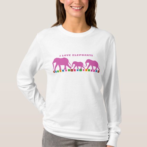 Purple Elephants Walking T_Shirt