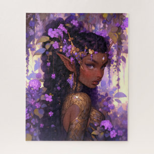 Purple Elf African American Fantasy Art Jigsaw Puzzle