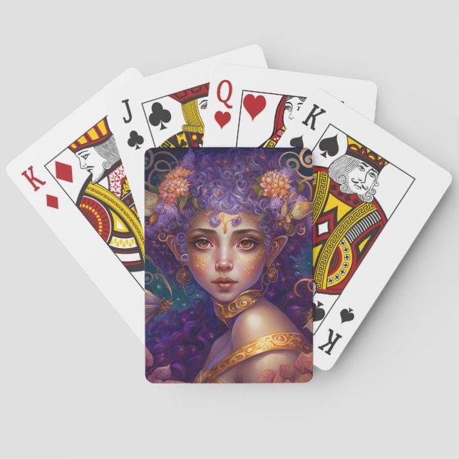 Purple Elf Fairy Fantasy Art Poker Cards (Back)