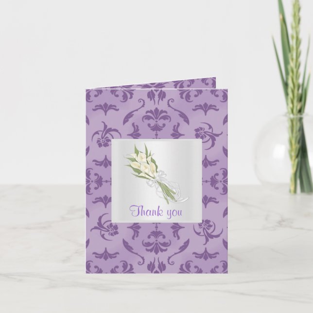 PURPLE EMBOSS PATTERN THANK YOU CARD (Front)