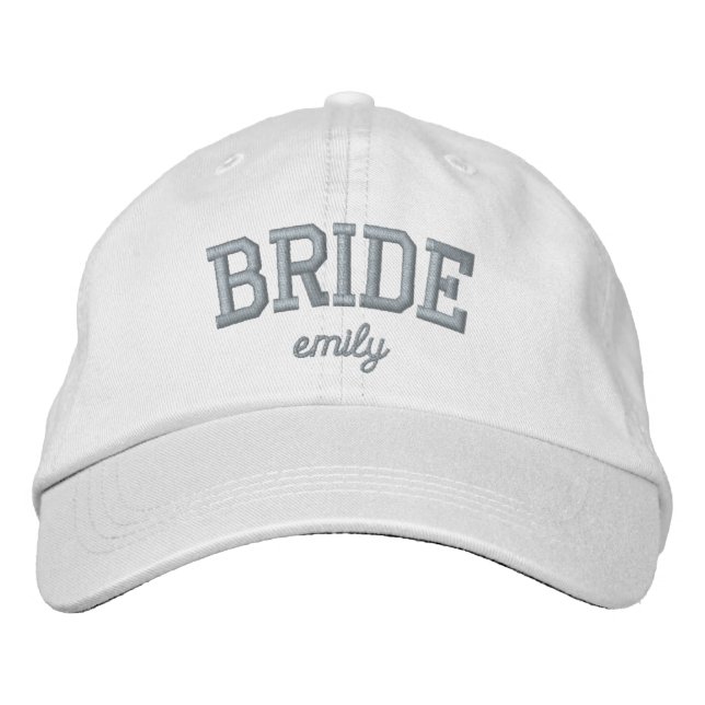 Purple Embroidered Bride Hat with First Name (Front)