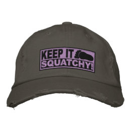 Purple *EMBROIDERED* Keep It Squatchy! - Bobo&#39;s Embroidered Baseball Hat