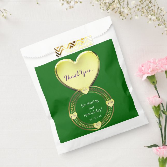 Purple Emerald Green Gold Wedding Party Events  Favor Bag (Sealed)