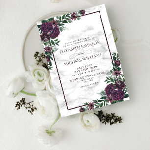 Purple Emerald Green Watercolor Marble Forest Invitation