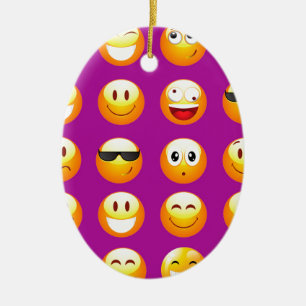 purple emojis ceramic ornament