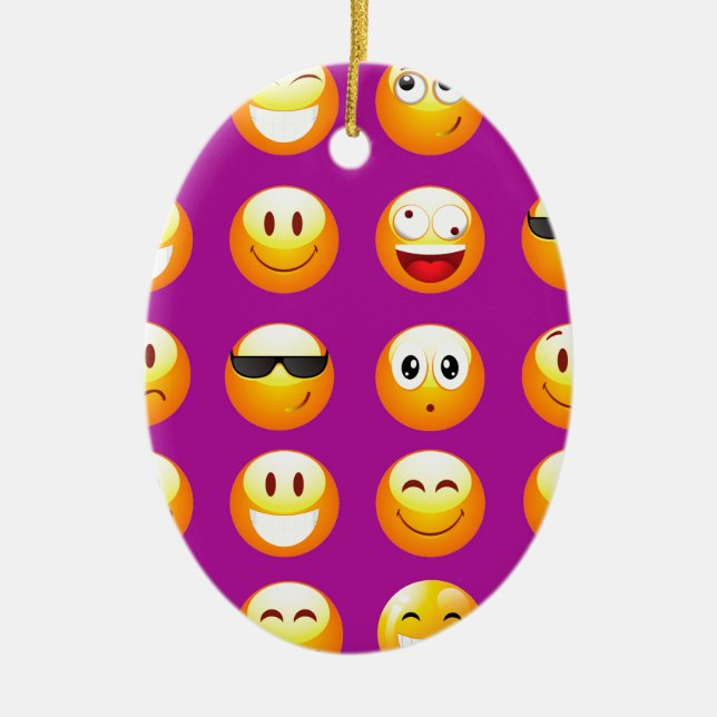 purple emojis ceramic ornament (Front)