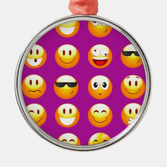 purple emojis metal ornament (Front)