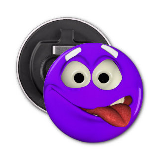 Purple Emoticon Tongue Out Bottle Opener