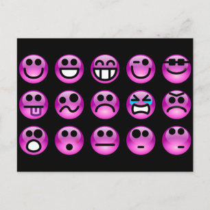 Purple Emoticons Postcard