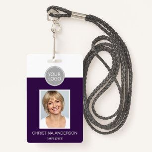 Purple Employee Name Logo Photo Corporate Work Badge