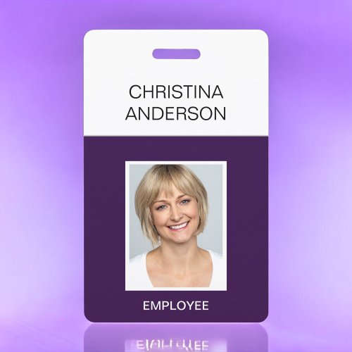 Purple Employee  _ Name Photo Corporate Work Badge