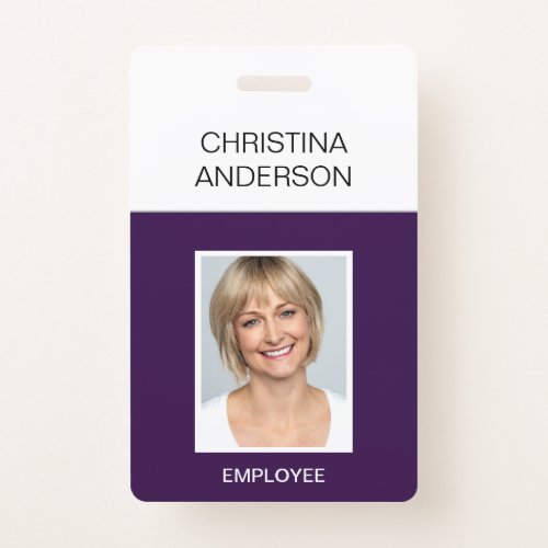 Purple Employee  _ Name Photo Corporate Work Badge