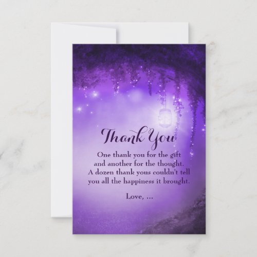 Purple Enchanted Fantasy Forest Thank You Cards
