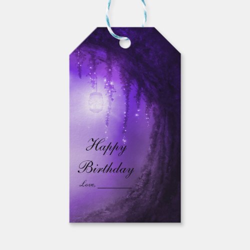 Purple Enchanted Forest Fantasy Wedding Favor Gift Tags