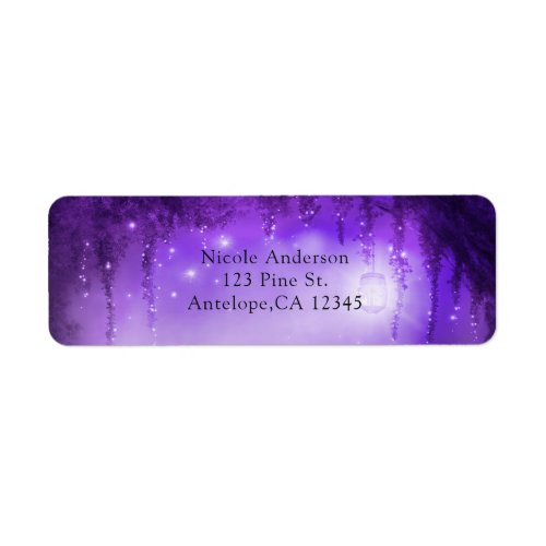Purple Enchanted Forest Fantasy Wedding Invitation Label