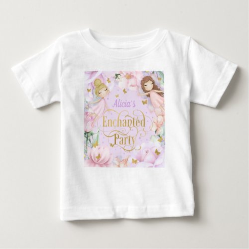 Purple Enchanted garden fairy 1st birthday Baby T_Shirt