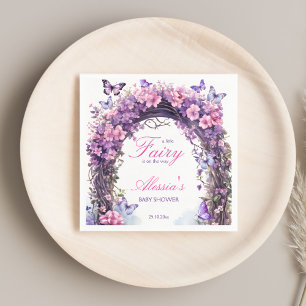 Purple enchanted garden fairy baby shower printed napkins