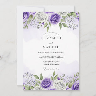 Purple Enchanting Watercolor Wedding Invitation