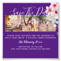 Purple Engagement Photo Save the Date BUDGET