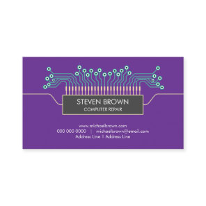 purple engineer Science Circuit Board Code Business Card