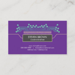 purple engineer Science Circuit Board Code Business Card