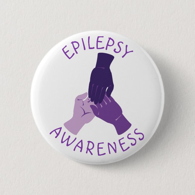 Purple Epilepsy Awareness Hands Support Button (Front)