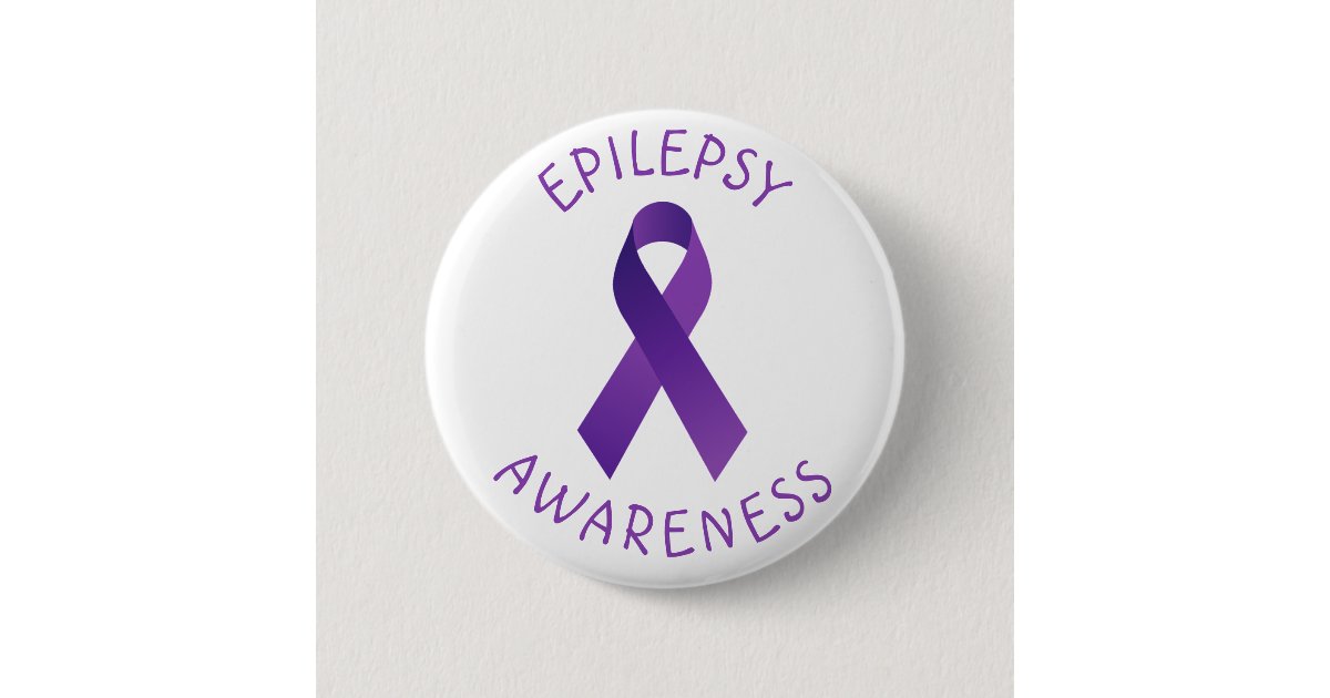 Purple Epilepsy Awareness Ribbon Support Button | Zazzle