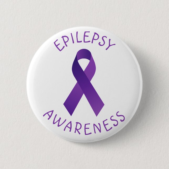 Purple Epilepsy Awareness Ribbon Support Button (Front)