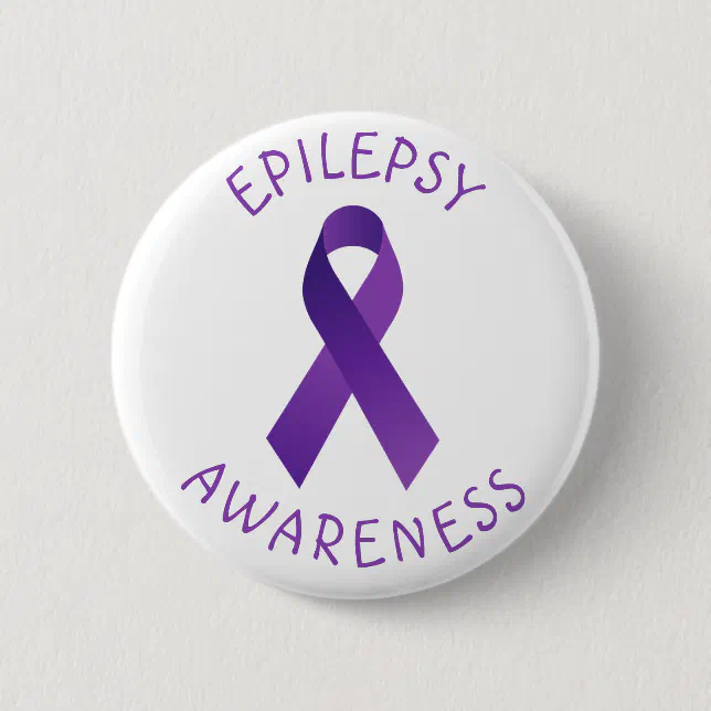 Purple Epilepsy Awareness Ribbon Support Button | Zazzle