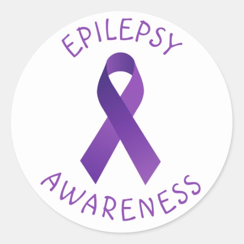 Purple Epilepsy Awareness Ribbon Support Classic Round Sticker