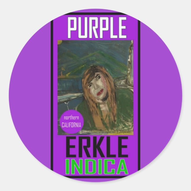 PURPLE ERKLE INDICA CLASSIC ROUND STICKER (Front)