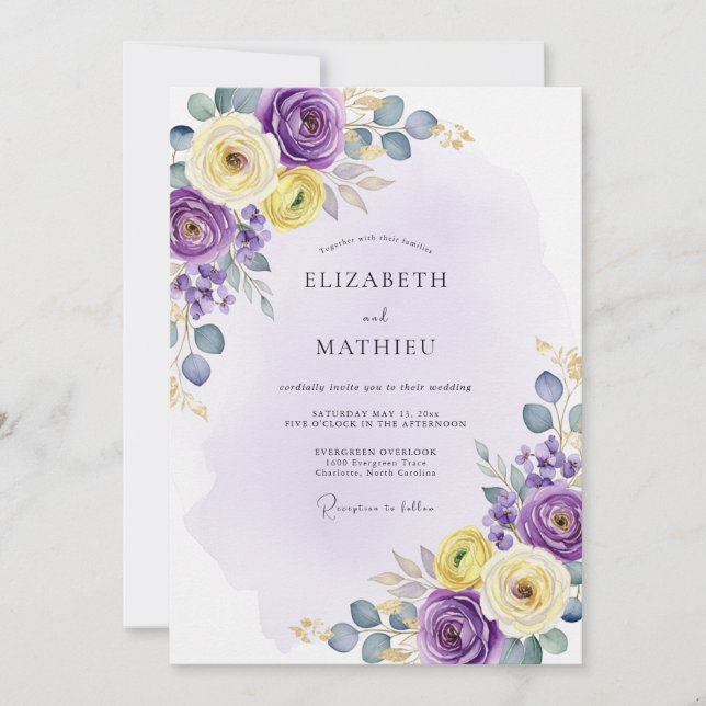 Purple Ethereal Spring Wedding Invitation (Front)