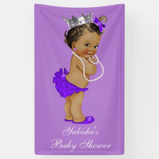 Purple Ethnic Little Princess Baby Shower Banner (Vertical)