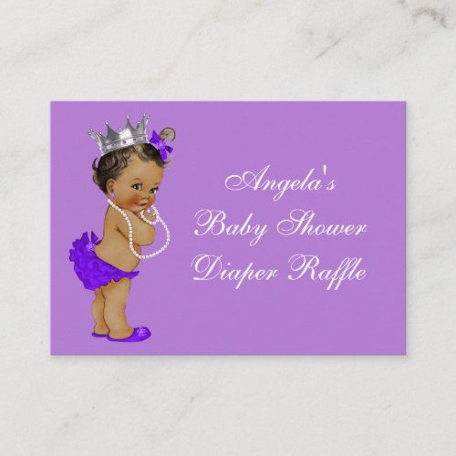 Purple Ethnic Princess Baby Shower Diaper Raffle Enclosure Card