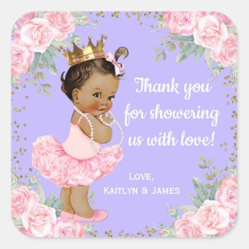 Purple Ethnic Princess Baby Shower Favor Stickers by The_Vintage_Boutique at Zazzle