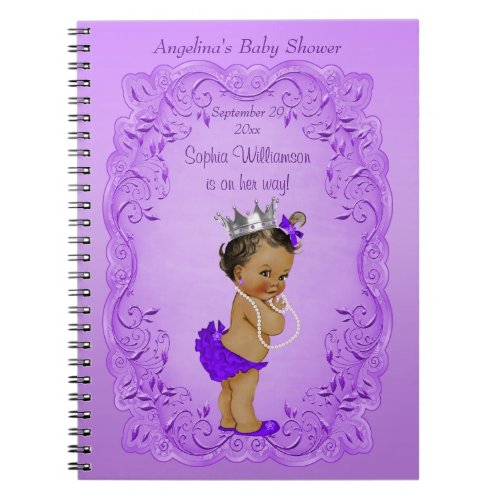 Purple Ethnic Princess Baby Shower Guest Book