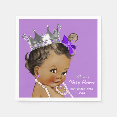 Purple Ethnic Princess Baby Shower Personalized Napkins