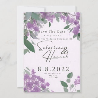 Purple Eucalyptus Botanical Elegant and Simple Invitation