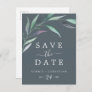 Purple Eucalyptus | Gray Save the Date Postcard