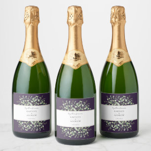 Purple Eucalyptus Together Forever Wedding  Sparkling Wine Label