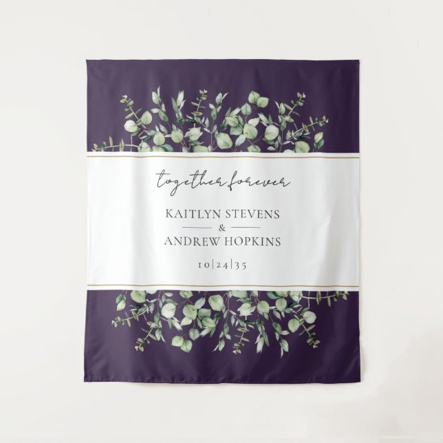 Purple Eucalyptus Wedding Together Forever  Tapestry (Front)