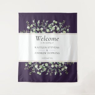 Purple Eucalyptus Wedding Welcome Tapestry