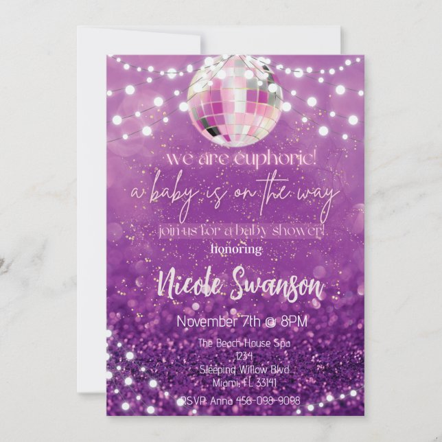 Purple Euphoria Aesthetic Baby Shower Invitation  (Front)