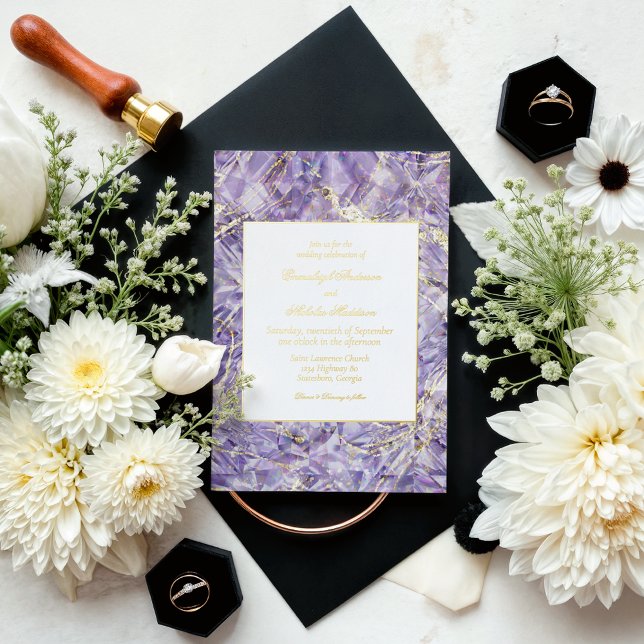 Purple Euphoria Spinel Gemstone Wedding Foil Invitation (Creator Uploaded)