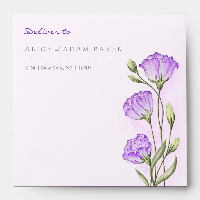 Purple Eustomas Wedding  Envelope (Front)