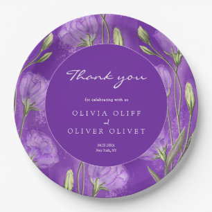 Purple Eustomas Wedding Thank you Paper Plates