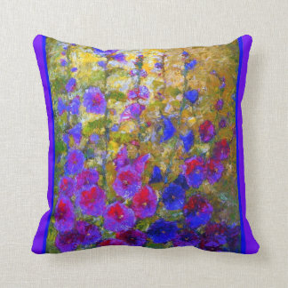 Purple Evening Hollyhocks Garden Pillow by Sharles
